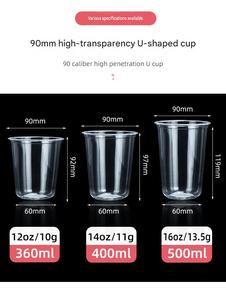 Vaso de PET Transparente para Postre, Jugo o Helado, con Tapa, en Forma de U, de 90 mm, con Impresión Digital de Logotipo Personalizado, en Tamaños de 12 oz/14 oz/16 oz/24 oz - Product Image 6
