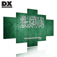 Calligraphie islamique musulmane, art mural, peinture sur toile en 5 parties pour la décoration du salon
