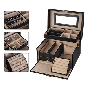 HI02 Jewelry <strong>Box</strong>, <strong>Girls</strong> Jewelry Organizer and Storage <strong>Box</strong>, Lockable Black <strong>Jewellery</strong> <strong>Box</strong> - Product Image 3