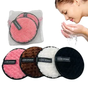 1 Pcs Reusable Facial Makeup Remover Pads Pineapple Striped Puff Cotton Wipes Microfiber Make Up Removal Sponge