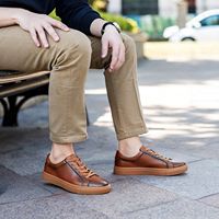 Chaussures de sport décontractées pour hommes en cuir de vachette de haute qualité, cuir véritable de première qualité, style course et marche, avec amorti