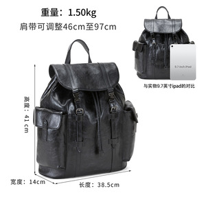 Dujiang Genuine Leather Men's <b>Backpack</b> Top Layer Cowhide Large Capacity Unisex Outdoor Travel <b>Backpack</b> - Product Image 5