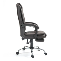 Chaise de bureau pivotante exécutive en PU, style vintage minimaliste, réglable en hauteur, avec repose-pieds et accoudoirs articulés en métal – Meilleure vente