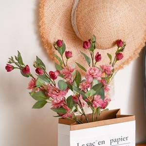 Bouquet de camélias artificiels Xiangmanlang, fleurs blanches, roses, rose clair, couleur champagne, pour la décoration de la maison et des mariages - Product Image 2