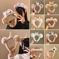Bandeau en tissu pelucheux fait main avec oreilles d'ours mignonnes, nœud papillon mignon, chapeau d'anniversaire pour filles, Yiwu, pour prendre des photos, se laver le visage, se maquiller, coiffer les cheveux