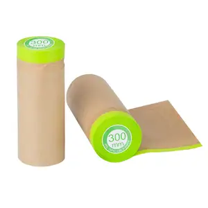 Automotive Paint Paper Roll Adhesive Protective Paper Painting Car Automotive Body Protection Wall Cover Pre-Taped Masking Film