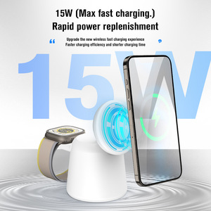 แท่นชาร์จไร้สายแบบแม่เหล็ก3 in 1สำหรับ <span class=keywords><strong>iPhone</strong></span> 15 14 13 12 Pro <span class=keywords><strong>airpods</strong></span> iWatch 9 8 7 <span class=keywords><strong>6</strong></span>ชาร์จเร็วแท่นวาง - Product Image 2