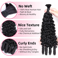 PerisModa 15A Extensiones de Cabello Trenzado Color Natural 100% Cabello Humano para Trenzas Boho Rizado Birmano Sin Trama Húmedo y Ondulado
