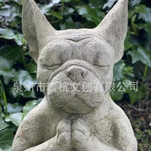 Adorno de Resina de Bulldog Francés Inspirado en el Zen, Decoración para Jardín, Césped, Balcón, Resistente a la Intemperie, Escultura Moderna de Animal - Product Image 1