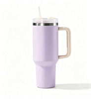 Gobelet isotherme à double paroi en acier inoxydable de 40 oz, fini mat, avec paille, résistant aux chutes, sans BPA, grand format, style américain