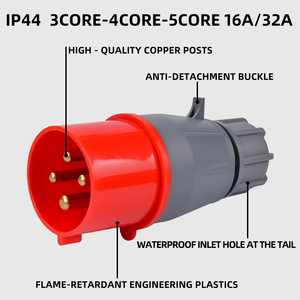 Công nghiệp cắm 4pin <span class=keywords><strong>16A</strong></span> 380-415V 3P + E chống cháy ABS & phần đồng thiết kế gồ ghề Ổ Cắm Công Nghiệp - Product Image 4