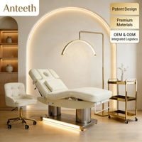 Table de massage électrique de luxe réglable avec base en acier inoxydable à 4 moteurs, chauffante, pour salon de beauté et spa, certifiée CE