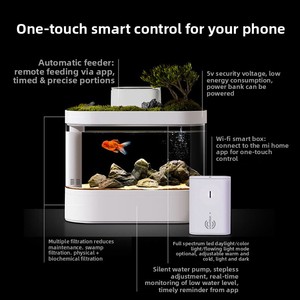 ตู้ปลาทรงสี่เหลี่ยม HD Eco-Friendly ขนาด 30 ลิตร พร้อมระบบควบคุมการให้อาหารผ่าน WIFI บนเดสก์ท็อป ไฟในตัว ระบบกรองน้ำ 220V เหมาะสำหรับห้องน้ำ - Product Image 5