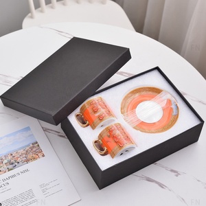 Tazas y Platillos de Cerámica de Lujo en Oferta, Juego de 2 Tazas para Sala de Estar, Diseño Europeo Occidental de Porcelana para Café y Té - Product Image 2