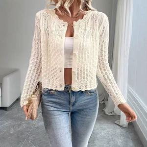 Suéter Cárdigan Casual de Invierno para <span class=keywords><strong>Mujer</strong></span>, 100% Algodón, Diseño Sólido Tejido con Cierre <span class=keywords><strong>Cruzado</strong></span> en la Parte Delantera, Colores en Contraste - Product Image 3