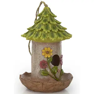 Esin eated Decorativo and-Painted irirdhouse con Feeder