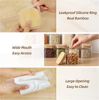 12 Pcs Set Stoples Bumbu Kaca Borosilikat Tinggi dengan Tutup Bambu Kedap Udara, Wadah Penyimpanan Makanan Persegi untuk Dapur