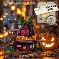 Kit de décoration de niche à livres Hamaileon Gothic Halloween Night, scène hantée effrayante, maison miniature, fenêtres lumineuses LED, ornement, cadeau pour adultes