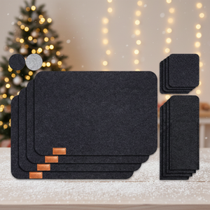 Klassieke vilten tafelonderzetters en placemats, wasbaar, met gepersonaliseerd lederen logo, hittebestendig & milieuvriendelijk - Product Image 1