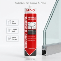 Scellant silicone neutre SANVO 300ml pour murs-rideaux en verre, vitrage structurel, résistant aux intempéries, emballage OEM, haute adhérence