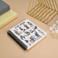 Cuaderno Espiral de Tapa Dura con Hojas Sueltas A5, 100 Hojas, Diseño de Personajes de Dibujos Animados, Estilo de Vida Lindo, Diario con Líneas para Estudiantes Escolares
