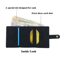 Dompet Kartu Minimalis Logo Kustom, Penutup Kancing, Pola Huruf, Kulit PU, RFID, Sublimasi, Panjang Pendek, Lapisan Poliester
