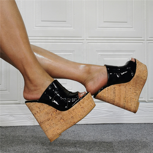 Slip-On Piattaforma <span class=keywords><strong>Sandali</strong></span> del Vestito per Le Donne Riflettente Estate di Alta Tallone di Cuneo Scivola Scarpe Per Le Signore Pantofola Grande Formato 47 - Product Image 6