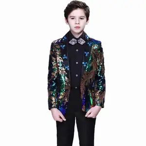 NIMBLE Exquisite Pailletten Herren Anzug Host Piano Performance Flower Boy Blazer Kinder kleidung Kinder tragen Spider Man Plus Size 011