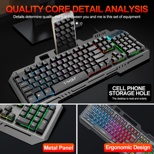 Teclado para Juegos T-WOLF T16 de 104 Teclas, Teclado USB con Cable y Retroiluminación LED con Soporte para Teléfono, Teclado para Juegos de Computadora de Escritorio - Product Image 4