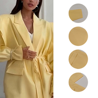 Prêt à expédier Nouveau Blazer Oversize Style Urbain Moderne avec Double Ceinture à Nouer sur les Épaules Manteaux d'Automne pour Femme Vente en Gros Dropshipping