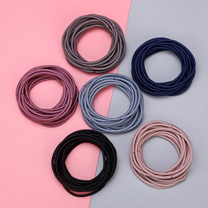 Élastiques à cheveux pour femmes, en tissu, couleur unie, haute élasticité, usage quotidien, bande en caoutchouc - Product Image 1