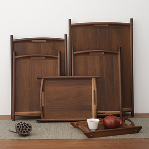 Plateau de service en bois à double anse, couleur unie, pour thé, café, usage hôtelier - Product Image 1