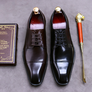 Chaussures Oxford en cuir véritable de style britannique haut de gamme pour hommes, à bout pointu, fabriquées à la main, chaussures de marié, Evergreen - Product Image 4