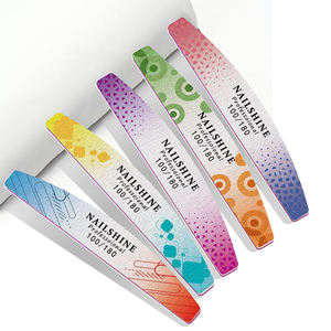 Lima de uñas profesional de doble cara 100/180 Grit Half Moon con logotipo personalizado Mini esmeril de plástico colorido para salones de manicura - Product Image 4