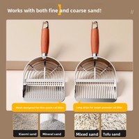 Sekop Pasir Kucing Manual dari Baja Tahan Karat dengan Desain Lubang Halus Kapasitas Besar untuk Pasir Mineral