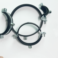 Collier de serrage pour tuyau en acier inoxydable galvanisé de type R métrique, type P fendu, doublé de caoutchouc EPDM noir, modèle RK 250