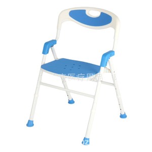 Chaise de douche pliable FZK pour salle de bain, réglable en hauteur, avec accoudoirs et dossier pour un soutien sécurisé - Product Image 1