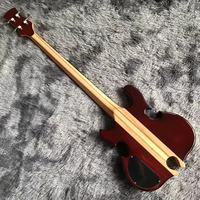 Guitare basse à 4 cordes de style ALEM personnalisée, manche traversant le corps, découpe en forme de cœur en bas