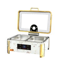 Chauffe-Plat Électrique en Acier Inoxydable YT pour Buffet, Double Chauffage Humide et Sec, Contrôle Numérique Intelligent, 600W