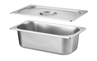 Edelstahl GN-Behälter mit Deckel, gebürsteter matter Oberfläche, korrosionsbeständig, für die Gastronomie, tiefe Schale für den Einsatz in Hotel-Speisewägen