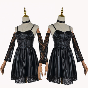 Death Note Cosplay Costume <span class=keywords><strong>Misa</strong></span> <span class=keywords><strong>Amane</strong></span> Imitation Cuir Sexy Robe + Bijoux De Cou + Bas + Collier Uniforme Outfit Halloween Perruque - Product Image 3