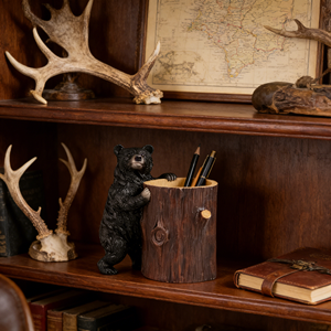 Portalápices de Resina con Forma de Tronco de Árbol y Oso Negro, Decoración Única para Oficina y Hogar, Estilo Cabaña, Figura de Vida Silvestre, Regalo de Acción de Gracias - Product Image 2
