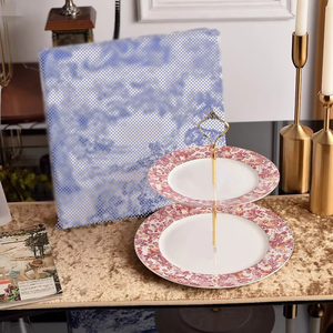 Nordic Dessert Multi-layer Fruit Plate Ceramic <b>Cake</b> Stand Display Stand Living Room Household Plate for 2-layer Plate Set - Product Image 4