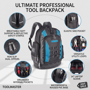 Mochila Portaherramientas para Electricista de Trabajo Pesado YSGJ0029, Personalizable OEM, Impermeable, con Múltiples Bolsillos - Product Image 1