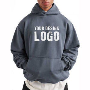 Ventes en gros OEM, sweats à capuche pour hommes en tissu lourd vintage, couleur unie, décontractés, épaules tombantes, sport, gym, sweats à capuche amples pour hommes - Product Image 2