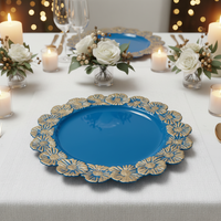 Assiettes de présentation de luxe haut de gamme de 13 pouces pour mariages, motif personnalisé, réutilisables pour hôtels, dîners et événements