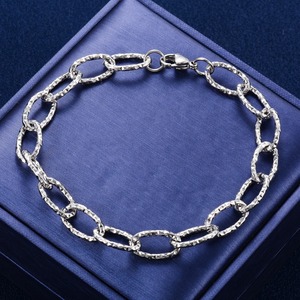 Blingbling Stainless Steel Bracelet Link Cut Oval Hand Chain for Women <b>Men</b> Wristband <b>Bangle</b> Anklets Metal Jewelry Summer Gift - Product Image 3