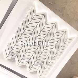 GGL <span class=keywords><strong>Stone</strong></span> Classic Carrara White Herringbone Tiles Modern Design 10mm Espessura para Quarto Cozinha Banheiro Decoração Do Hotel - Product Image 1