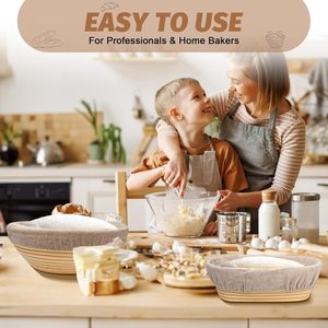 El último modelo de kit de iniciación para masa madre, cestas para masa madre con cuchilla para pan, Banneton redondo de 9 pulgadas y ovalado de 10 pulgadas, suministros para hornear pan - Product Image 6
