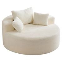 Sofá Cama Inflable Redondo Extra Grande de Corduroy, Sillón Moderno con Cojines Decorativos para Sala de Estar, Hotel o Espacios Pequeños